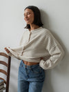 Piper Cardigan in Cream Stripe
