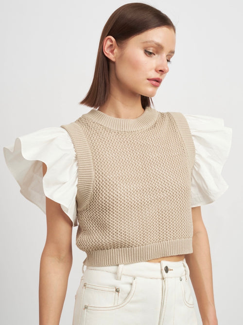 Freya Sweater Top in Light Taupe