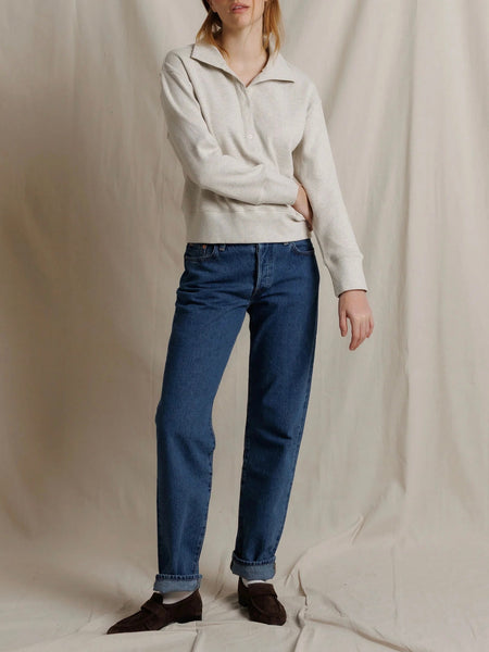 Zia Collared Henley in Oatmeal