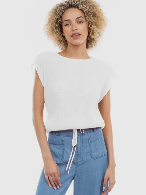 What You Needed Plisse Top in Off White