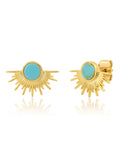 Art Deco Starburst Studs in Turquoise