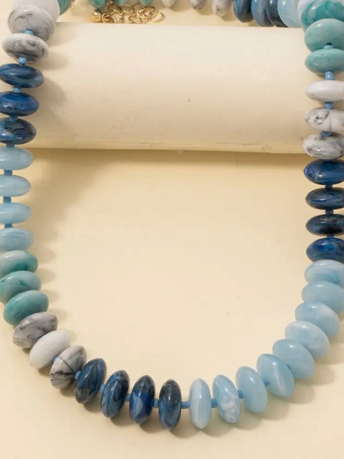 Major Disc Beaded Necklace in Blue