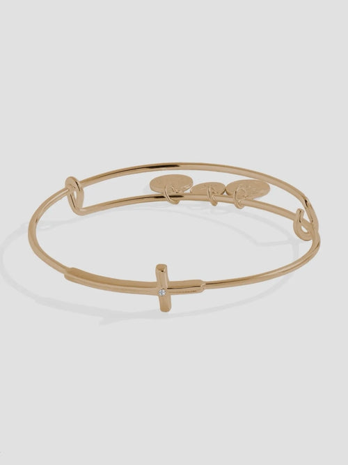 Cross Inline Bangle in Gold