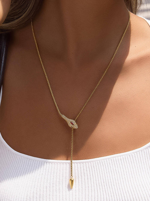 Nash CZ Snake Lariat Necklace