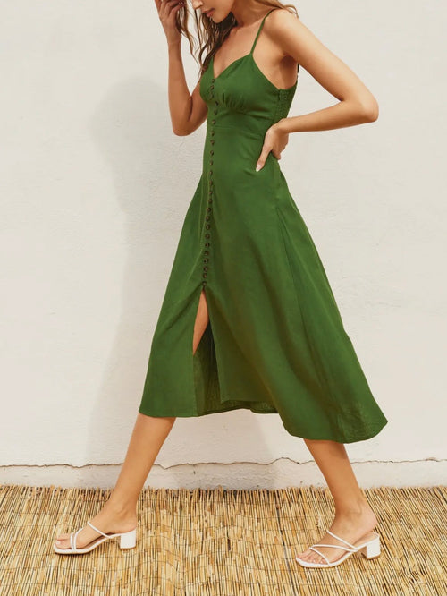 All That Buttons Dress in Ibiza Green