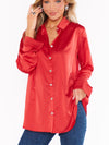 Smith Button Down in Red Luxe Satin