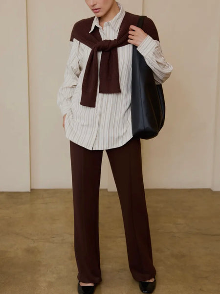 A Perfect Pair Twofer Top in Cream & Brown