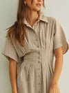 Out Of Line Shirt Dress in Brown