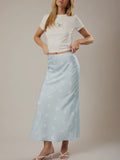 Dotted & Tee'd Skirt in Light Blue