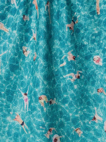 Swimming Crowd Tea Towel