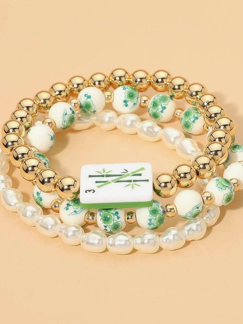 Three Bam Bracelet Set in Green