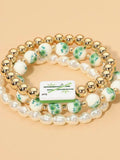 Three Bam Bracelet Set in Green