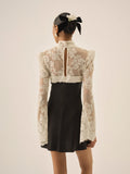 Grace Lace Mini Dress in Cream & Black