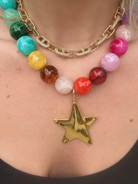 Brookie Chunky Beaded Star Necklace
