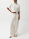 Delphine Pleated Denim Wide Leg in Off White