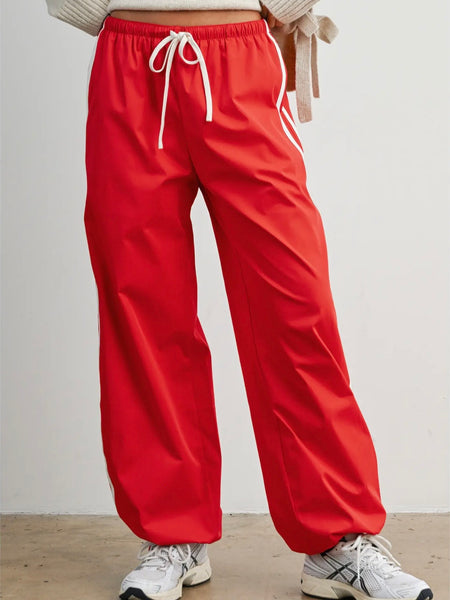Down To Earth Stripe Pant in Red