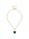 Audrey Heart Necklace in Malachite