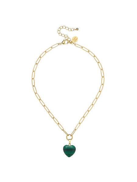 Audrey Heart Necklace in Malachite