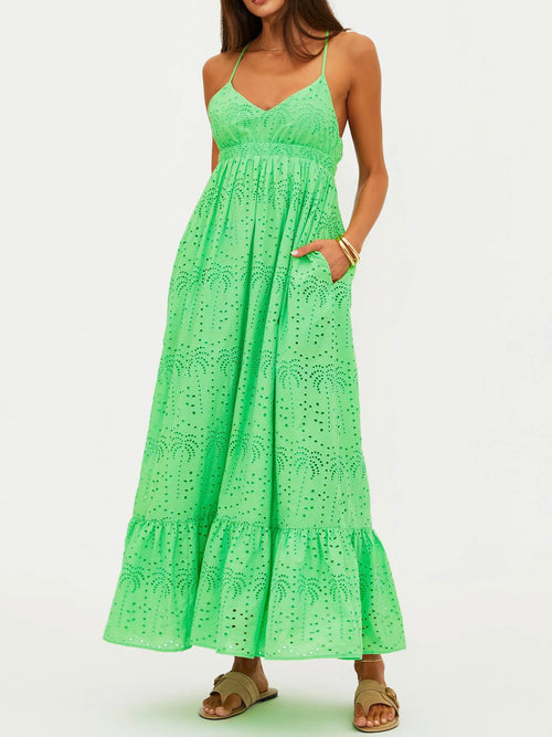 Ruthie Dress in Palm Eyelet