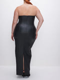 Tube Maxi Dress in Black Faux Leather