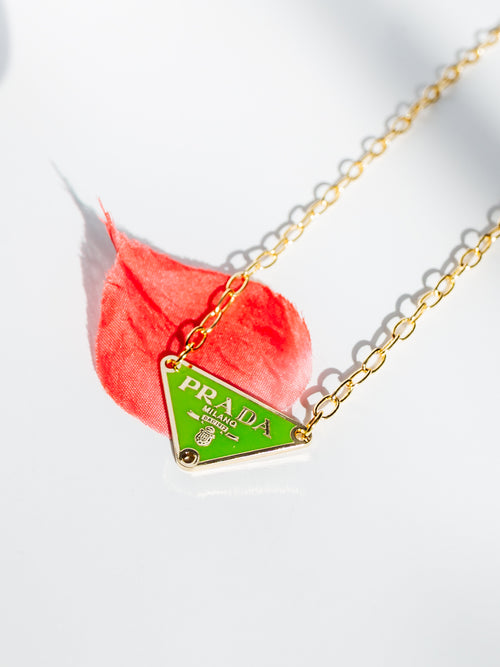 Triangle Repurposed Necklace in Green