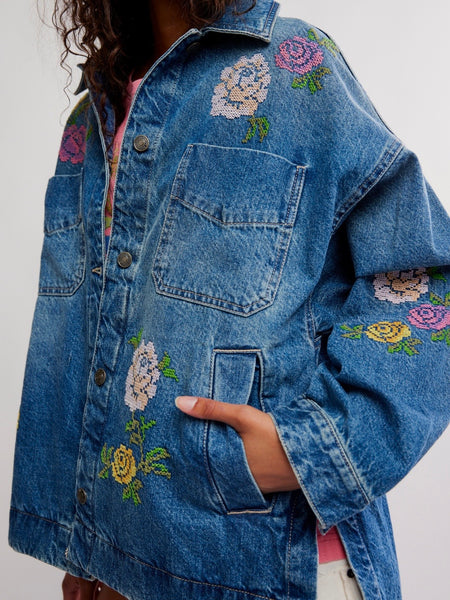 Madison City Embroidered Jacket in Cowboy Romance