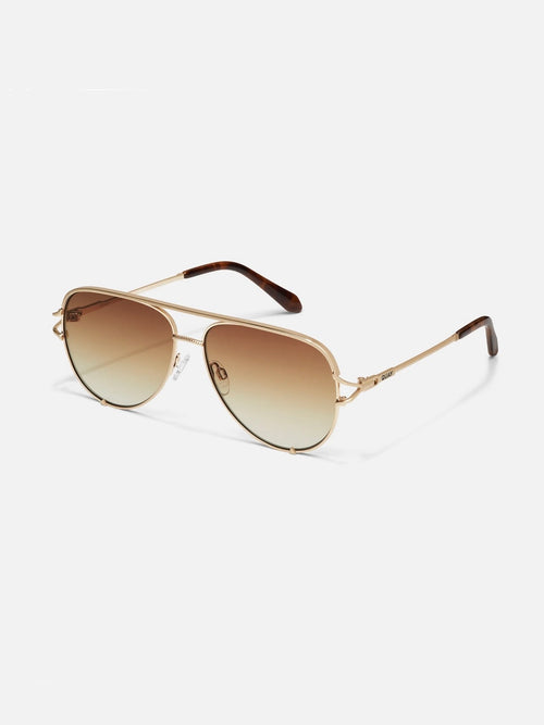 High Key Twist Sunnies in Brushed Gold & Sepia