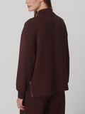 Novi Longline Mock Neck Sweat in Deep Mahogany