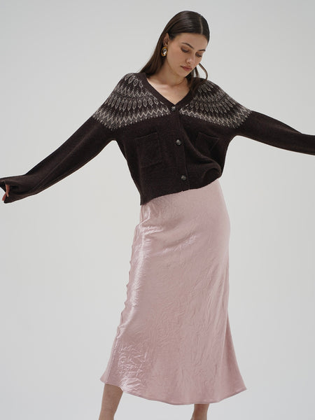 Stewart Fair Isle Cardigan in Brown