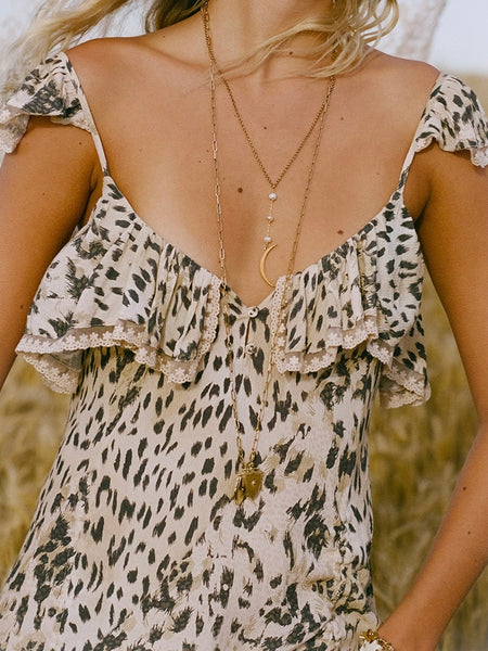 Snow Leopard Strappy Gown in Animal