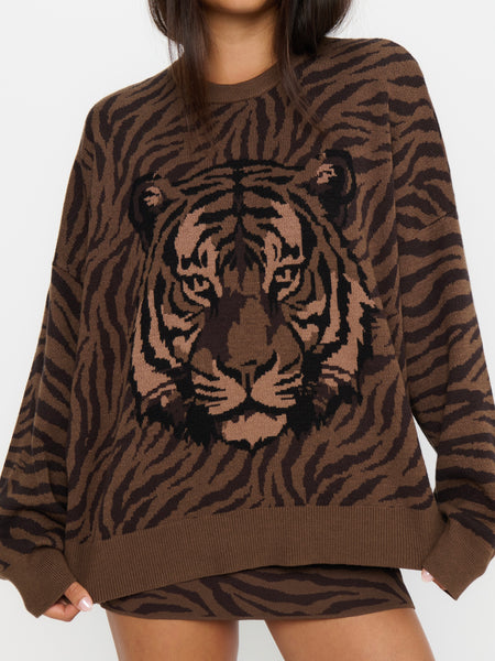 Seasons Sweater in Wild Tiger Graphic Knit