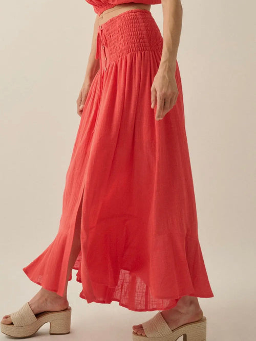 Gauze To Go Maxi Skirt in Tomato