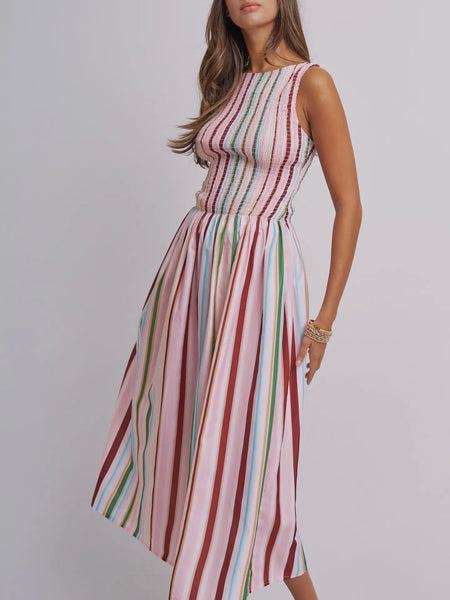 Under The Big Top Maxi Dress in Multi Stripe