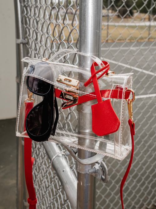 Mini Clear Top Handle Bag in Red
