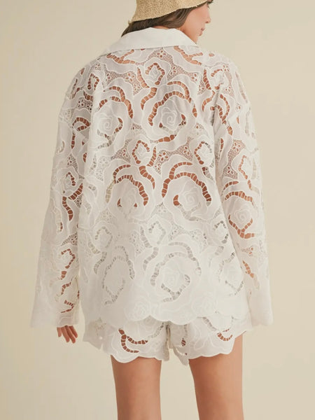 Evening Eyelet Shirt in White