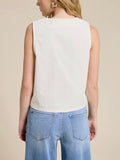Sea Garden Embroidery Tank in White