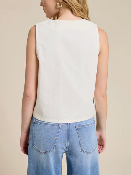 Sea Garden Embroidery Tank in White