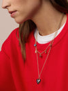 Campbell Heart Charm Necklace in Blue