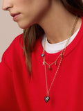 Campbell Heart Charm Necklace in Blue