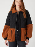 Toasty Vibes Sherpa Jacket in Black & Rust