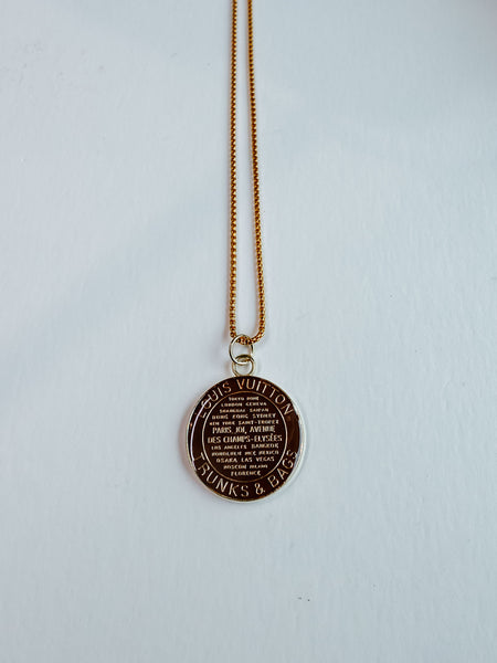 Repurposed Large Brown Tag Necklace