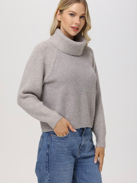 Mckenzie Removable Collar Pullover in Taupe Heather