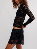 Raising Eyebrows Lace Top in Black