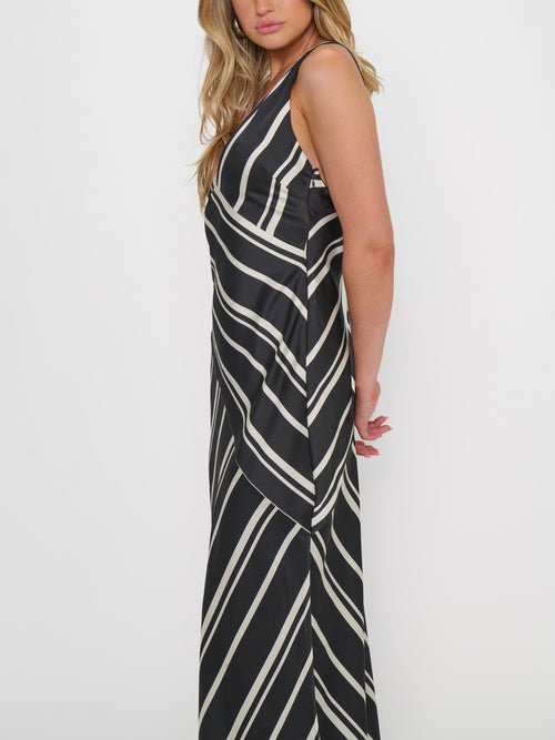 Mira Dress in Onyx Stripe