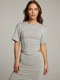 Bayside Corset Tee in Heather Grey