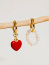 Euphrasie Mismatch Heart & Pearl Earrings