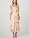 Elyria Oona Satin Midi Dress in Cornsilk Yellow