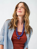 Emery Heart & Resin Bead Adjustable Necklace in Navy