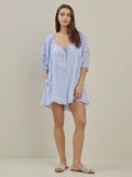 So Seersucker Romper in Blue