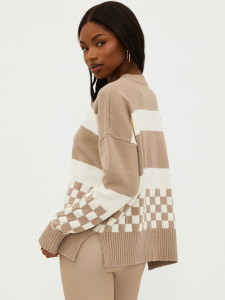 Callie Sweater in Taupe Check